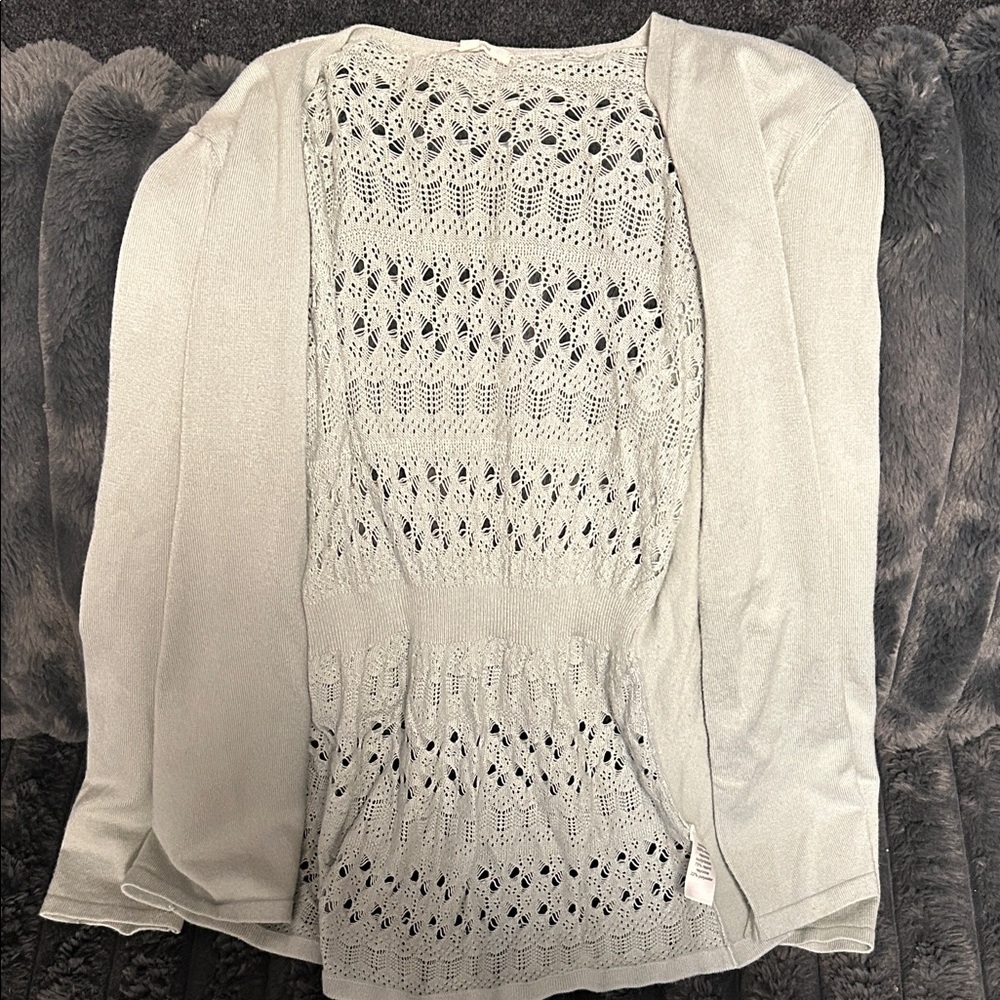 Maurices Light Gray/Green Women's Cardigan